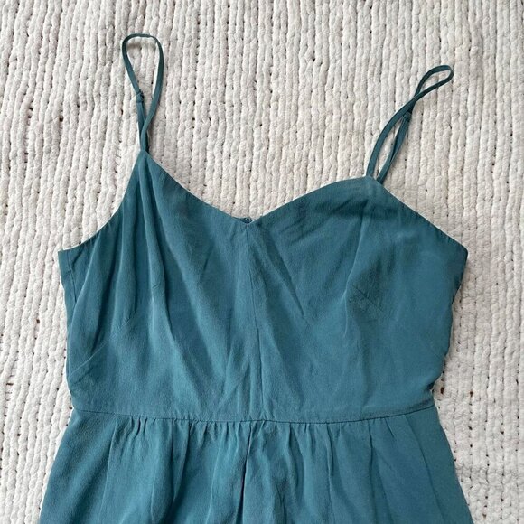 Madewell 100% Silk Turquoise Sundress - Size 2 - Picture 2 of 5